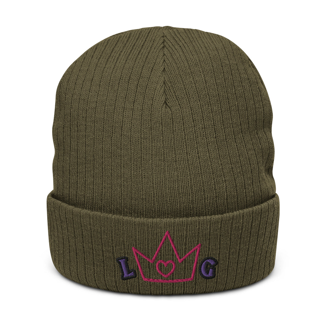 LoverGurl Ribbed Knit Crown Beanie